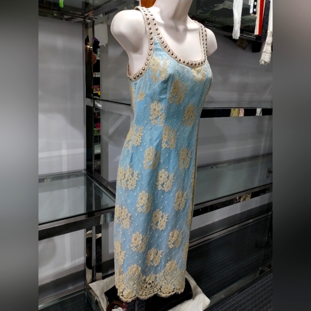 Moschino seafoam lace dress size 6 ITA 40